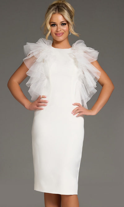 Jovani 43152 - High Neck Knee-Length Ruffle Dress Cocktail Dresses