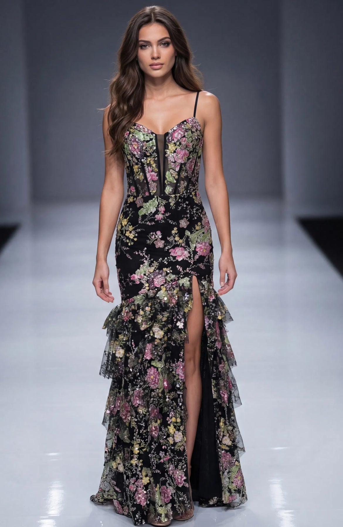 Jovani 43172 - Spaghetti Sheer Insert Prom Gown