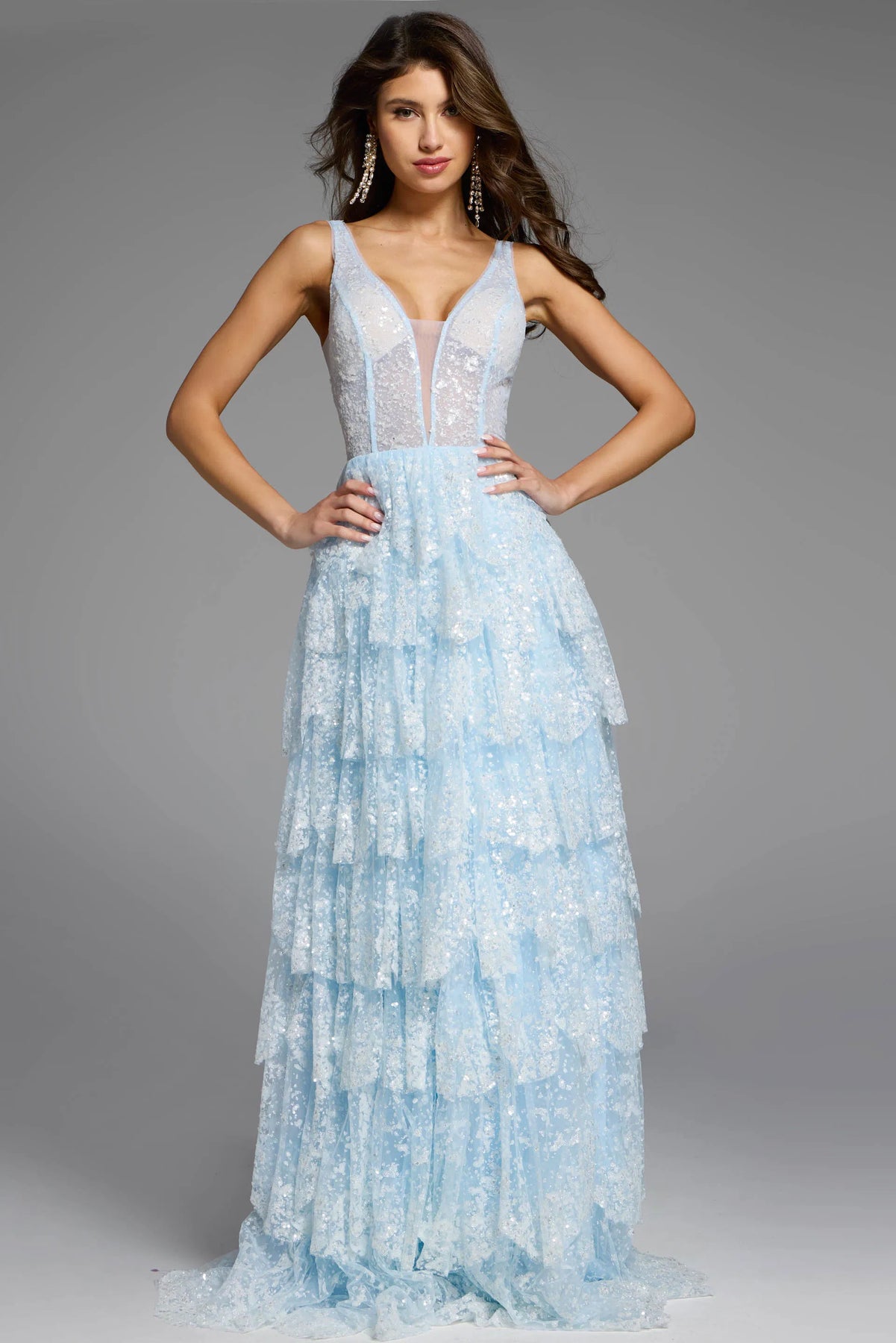 Jovani 43198 - Tiered A-Line Prom Dress
