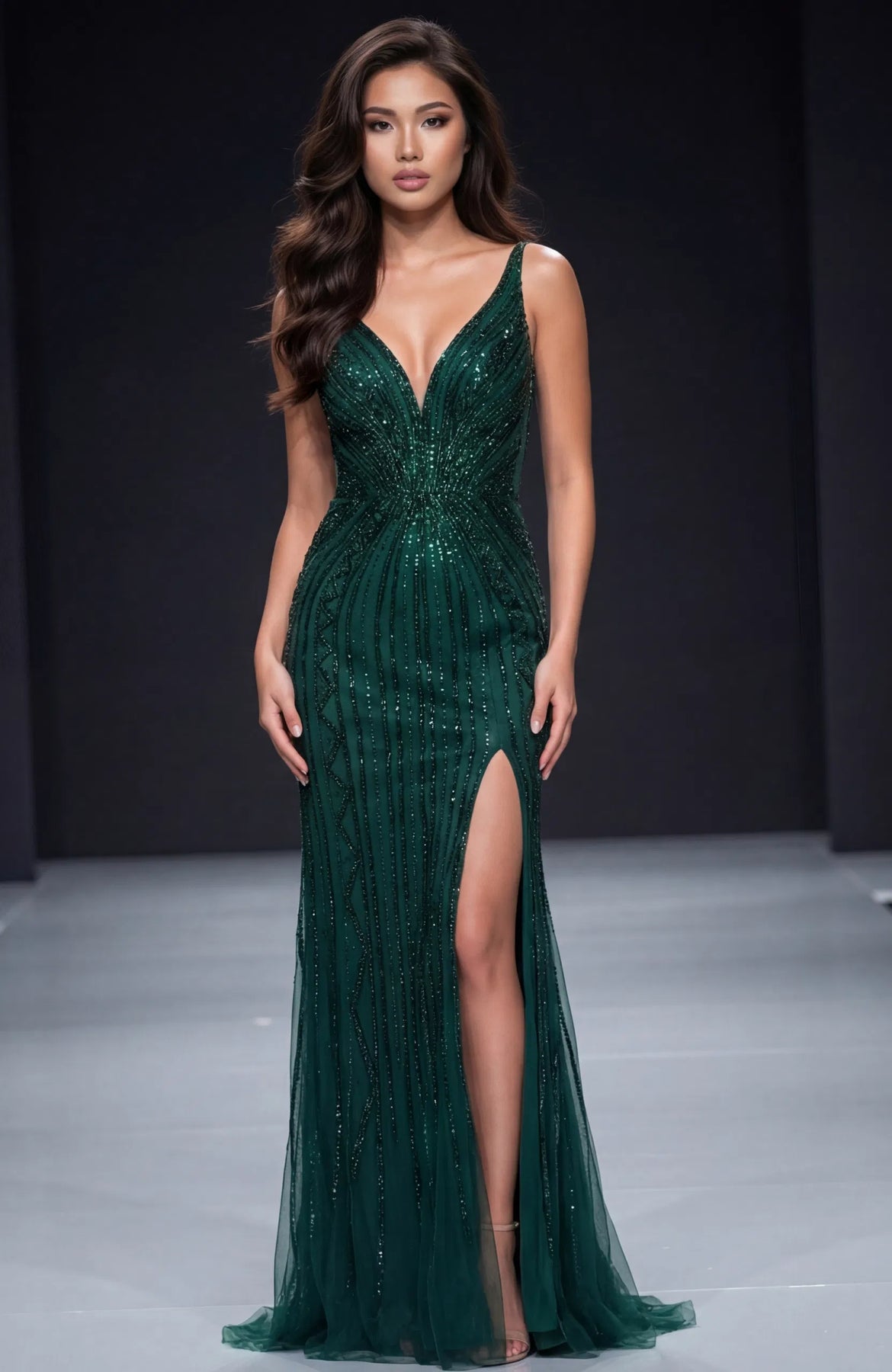 Jovani 43221 - High Slit Sleeveless Prom Gown