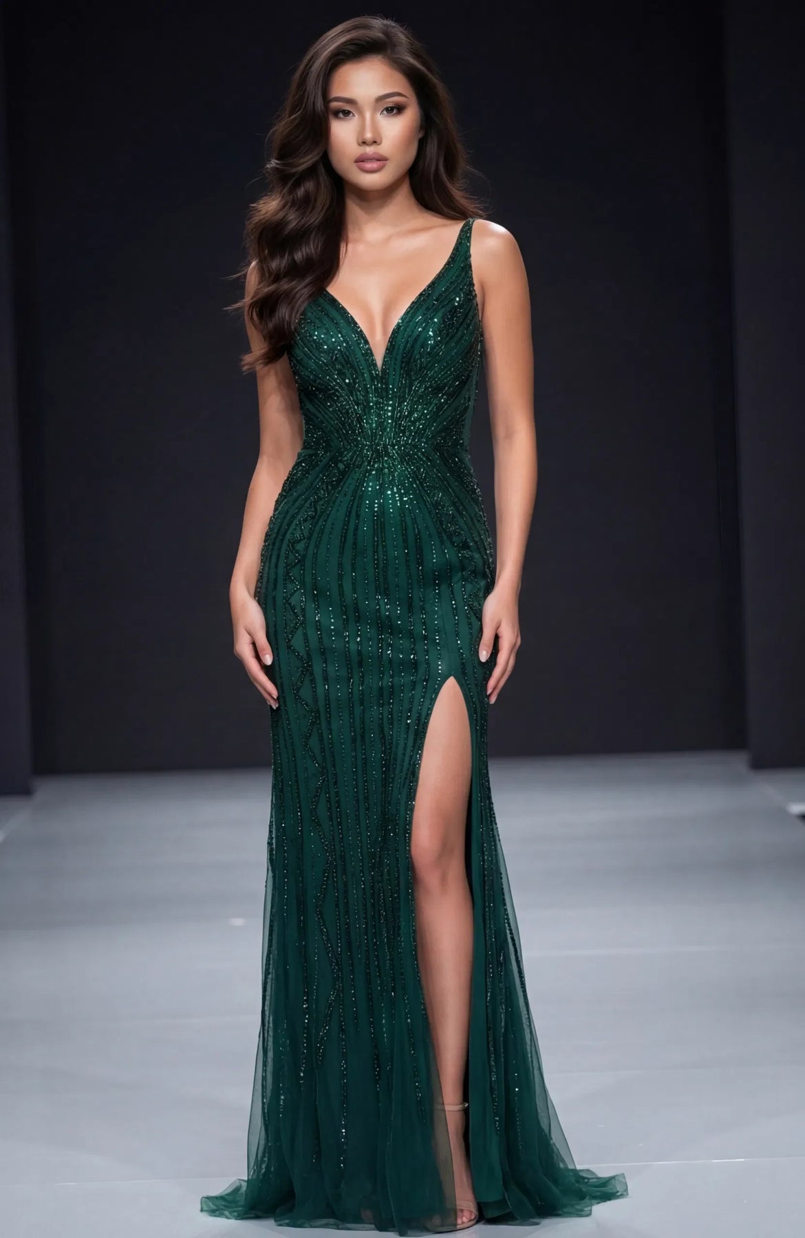 Jovani 43221 - High Slit Sleeveless Prom Gown