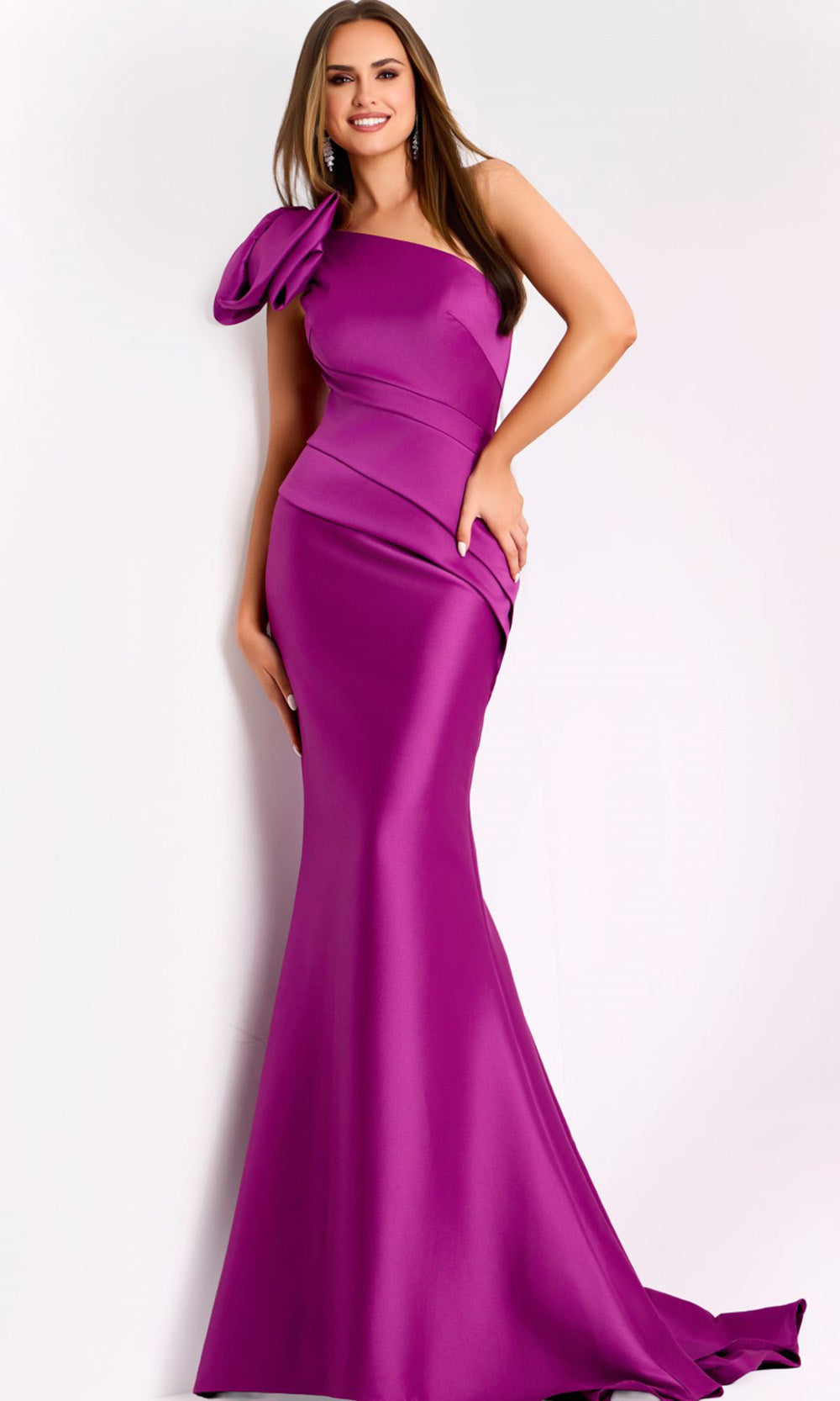 Jovani 43273 - Draped Bodice Asymmetric Long Gown