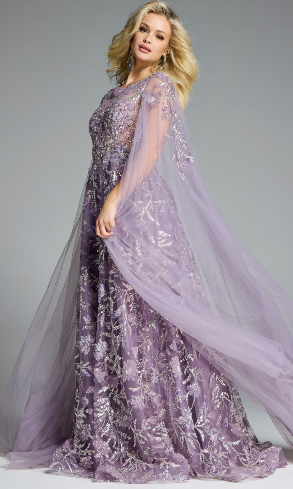 Jovani 43312 - Illusion Neckline Floral Embellished Gown Prom Dresses