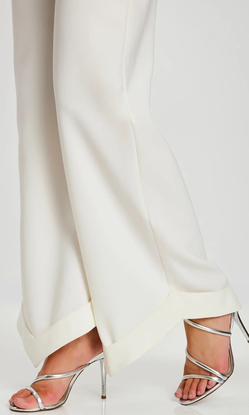 Jovani 43365 - Lace Long Sleeve Front Button Pantsuit Prom Dresses  in Off White 