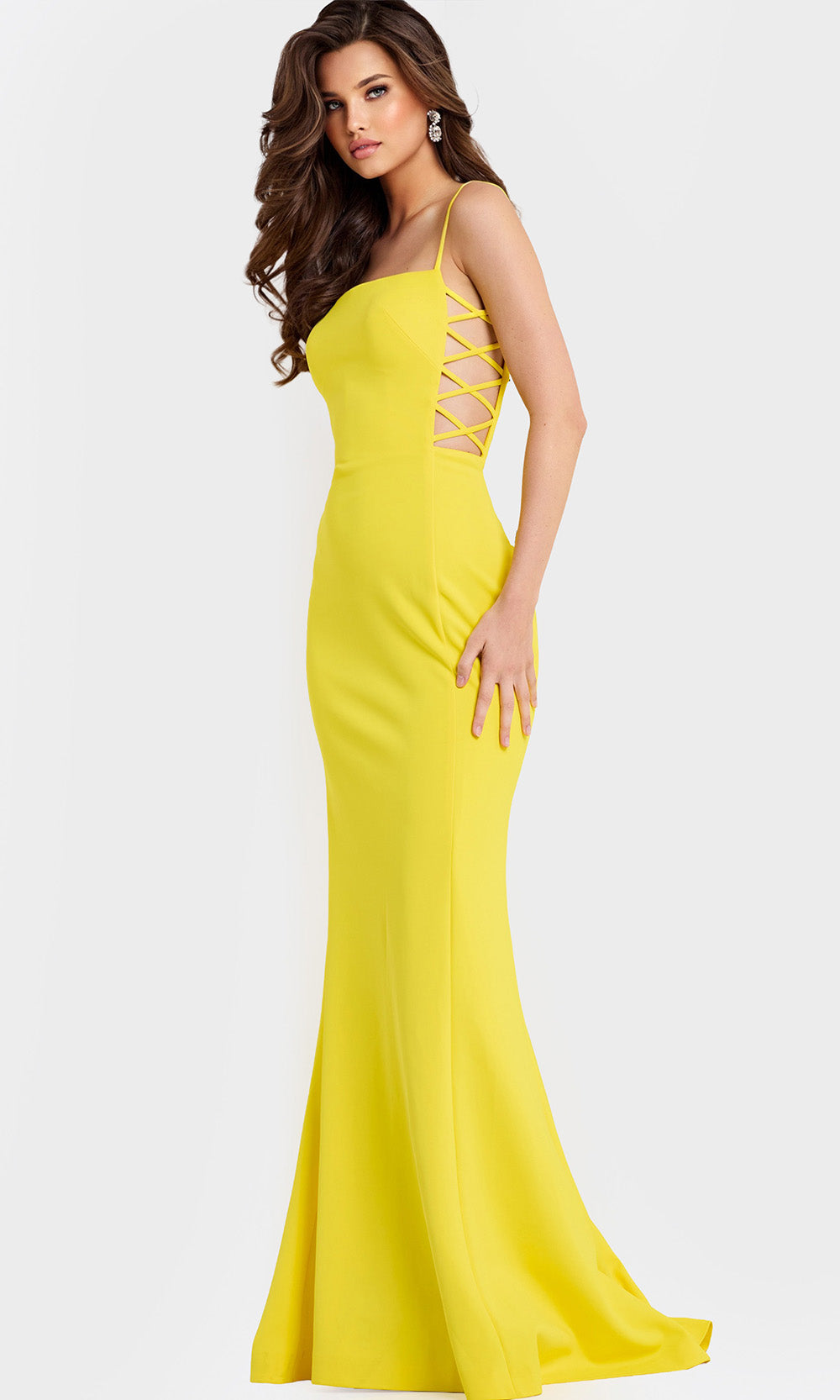 Jovani 43404 - Lace-Up Detail Spaghetti Strap Gown Prom Dresses