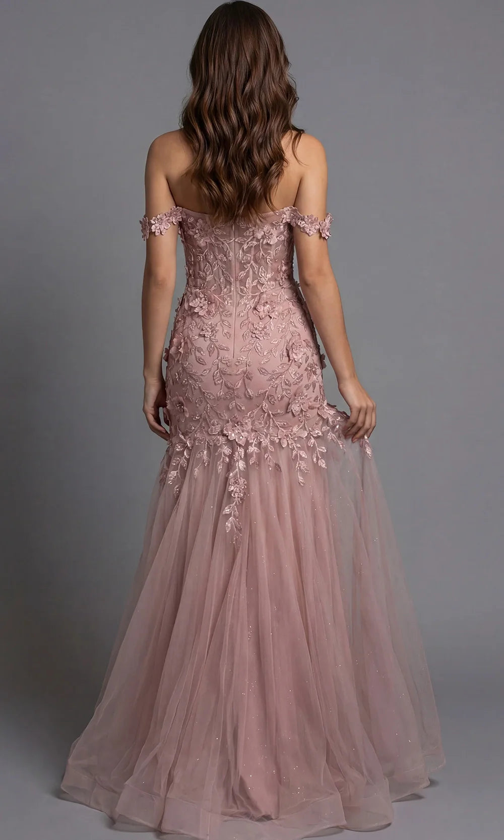 Jovani 43405 - Floral Lace Sweetheart Flared Gown Prom Dresses  in Blush  