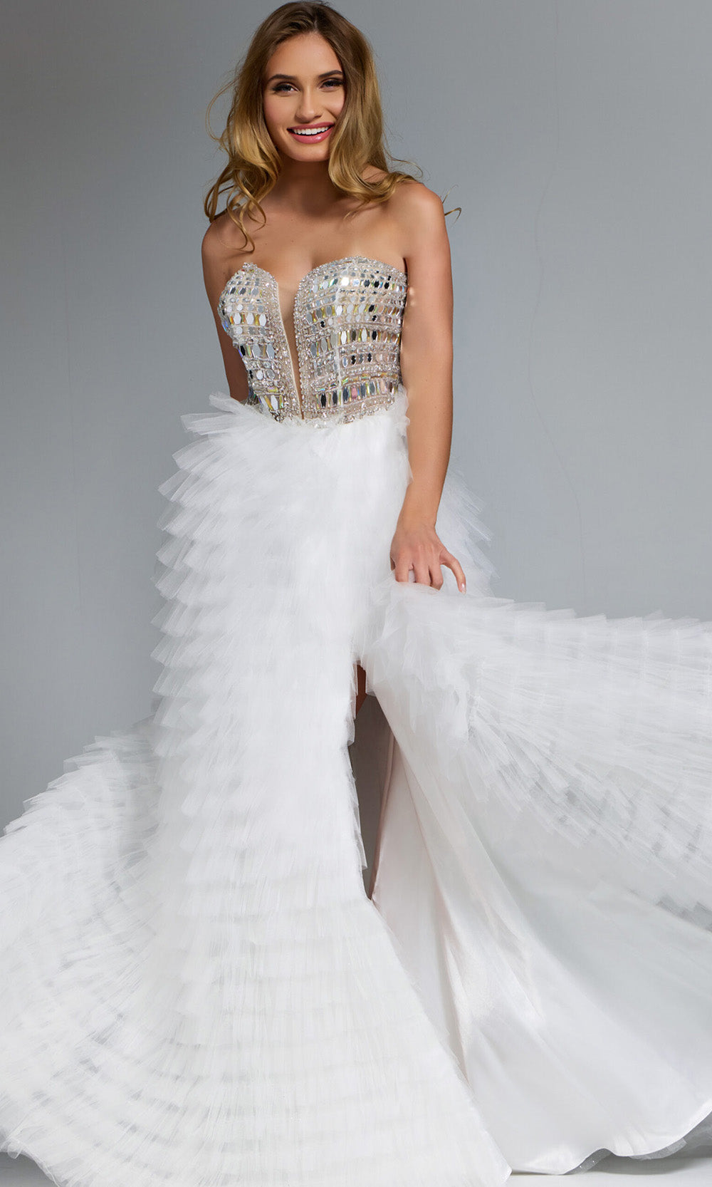 Jovani 43412 - Plunging Sweetheart Prom Ballgown with Ruffles
