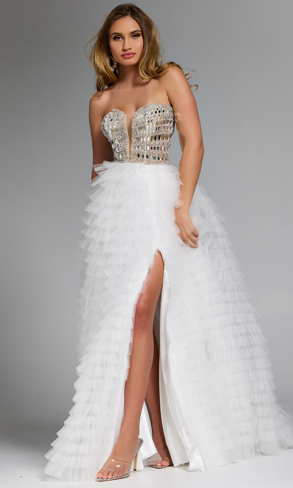 Jovani 43412 - Plunging Sweetheart Prom Ballgown with Ruffles