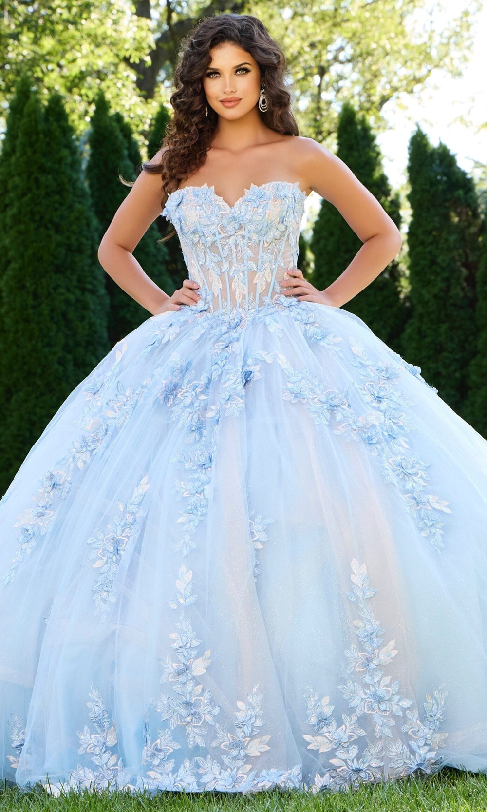 Jovani Q43433 - Strapless Corset Applique Ballgown