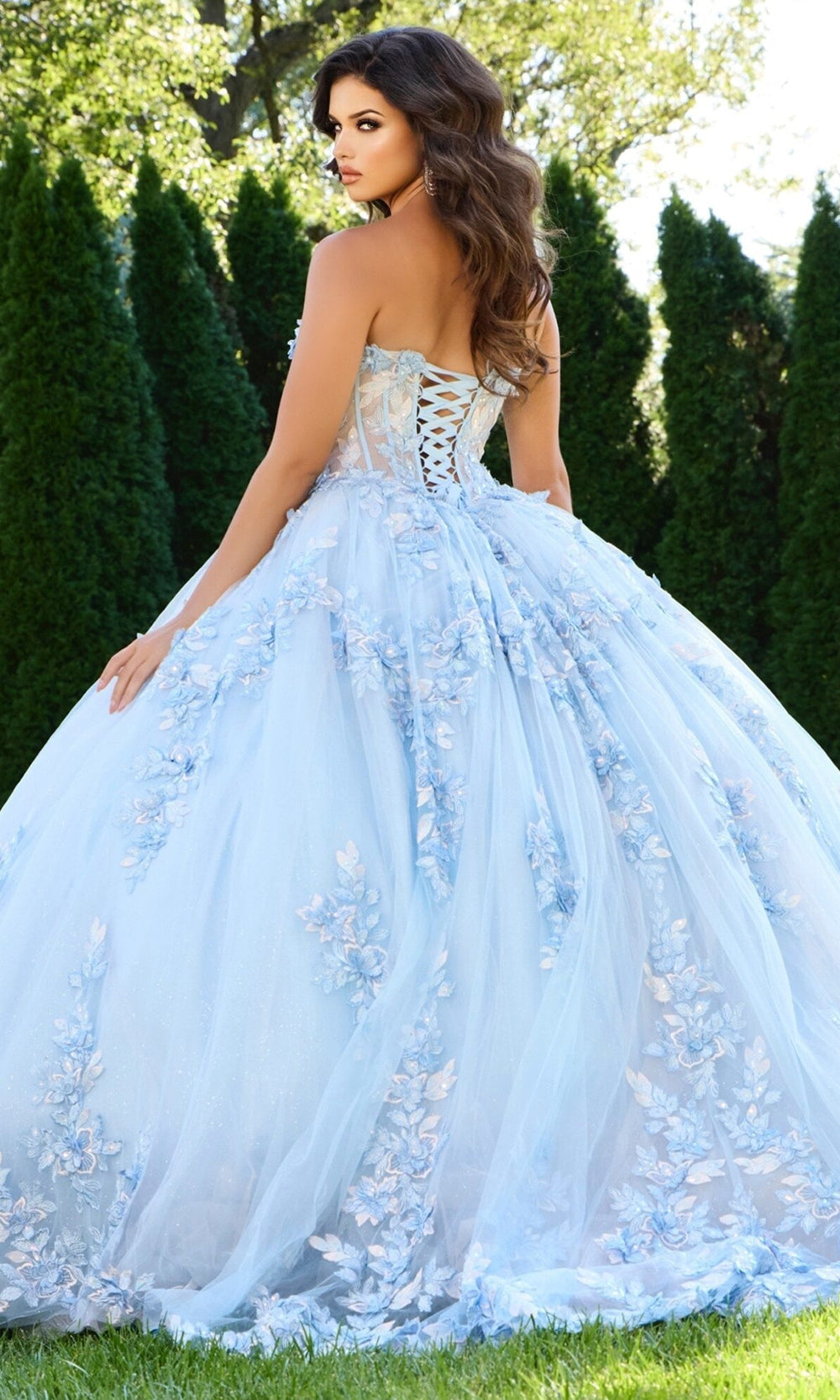Jovani Q43433 - Strapless Corset Applique Ballgown