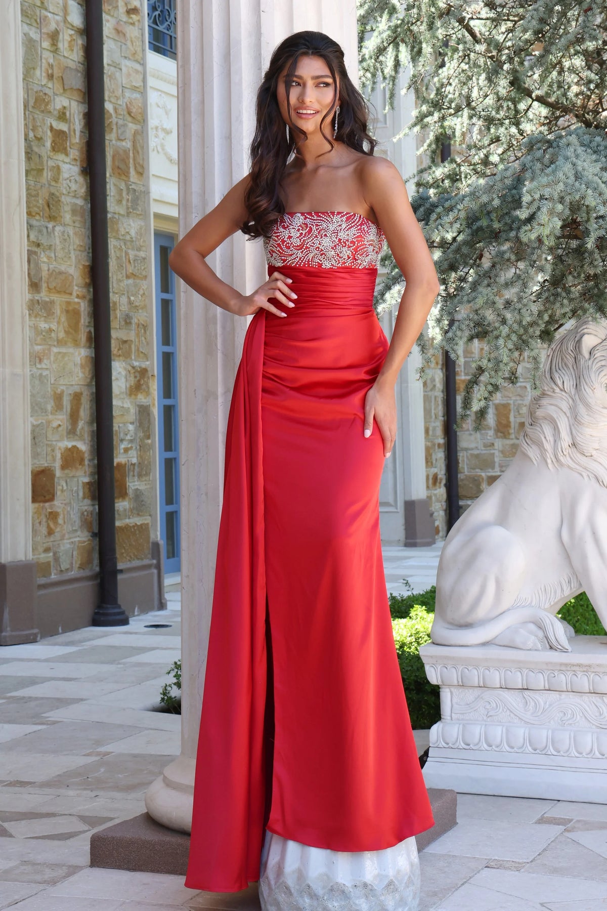 Jovani 43674 - Ruched Waist Strapless Fitted Gown