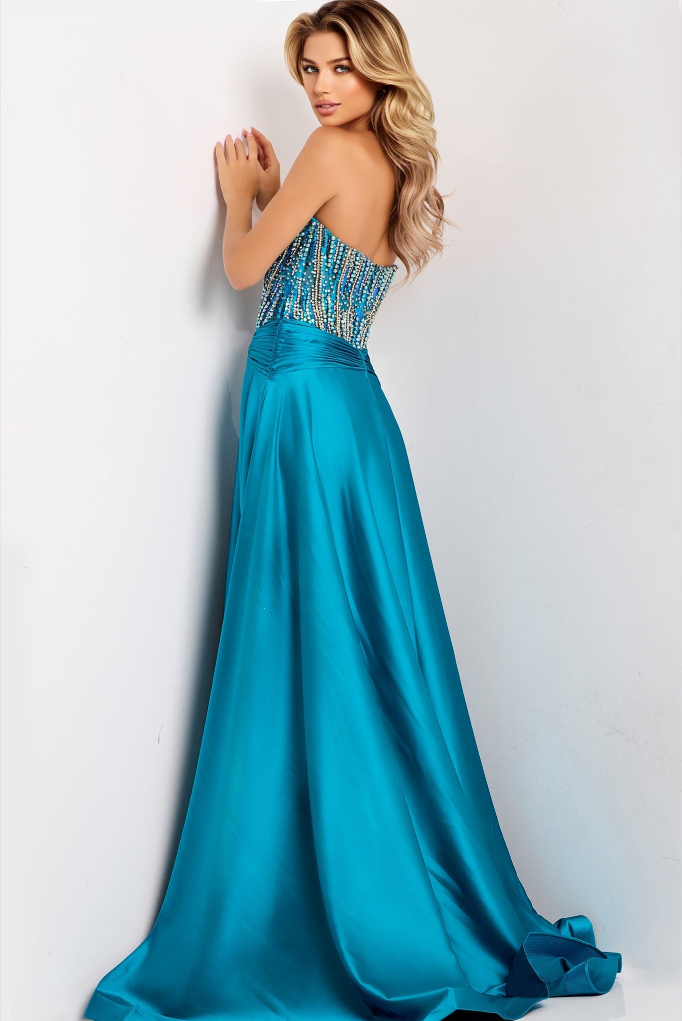 Jovani 43729 - Sweetheart Embellished A-Line Gown Prom Dresses in In Blue