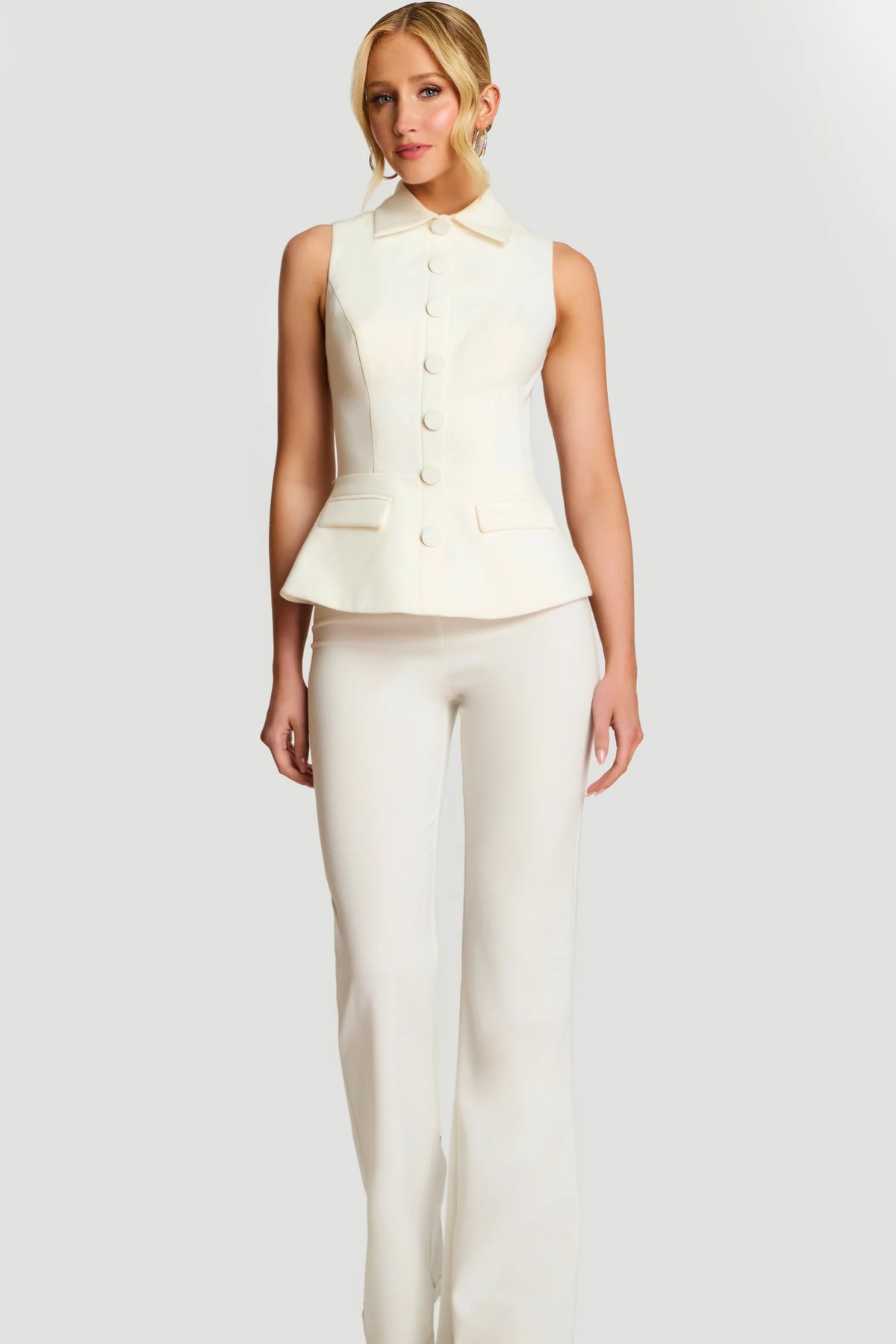 Jovani 43778 - High Neck Buttons Pant Suit