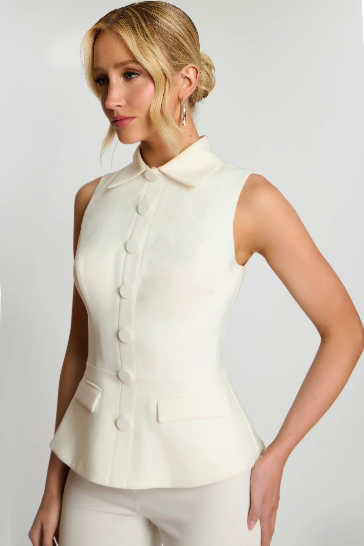 Jovani 43778 - High Neck Buttons Pant Suit