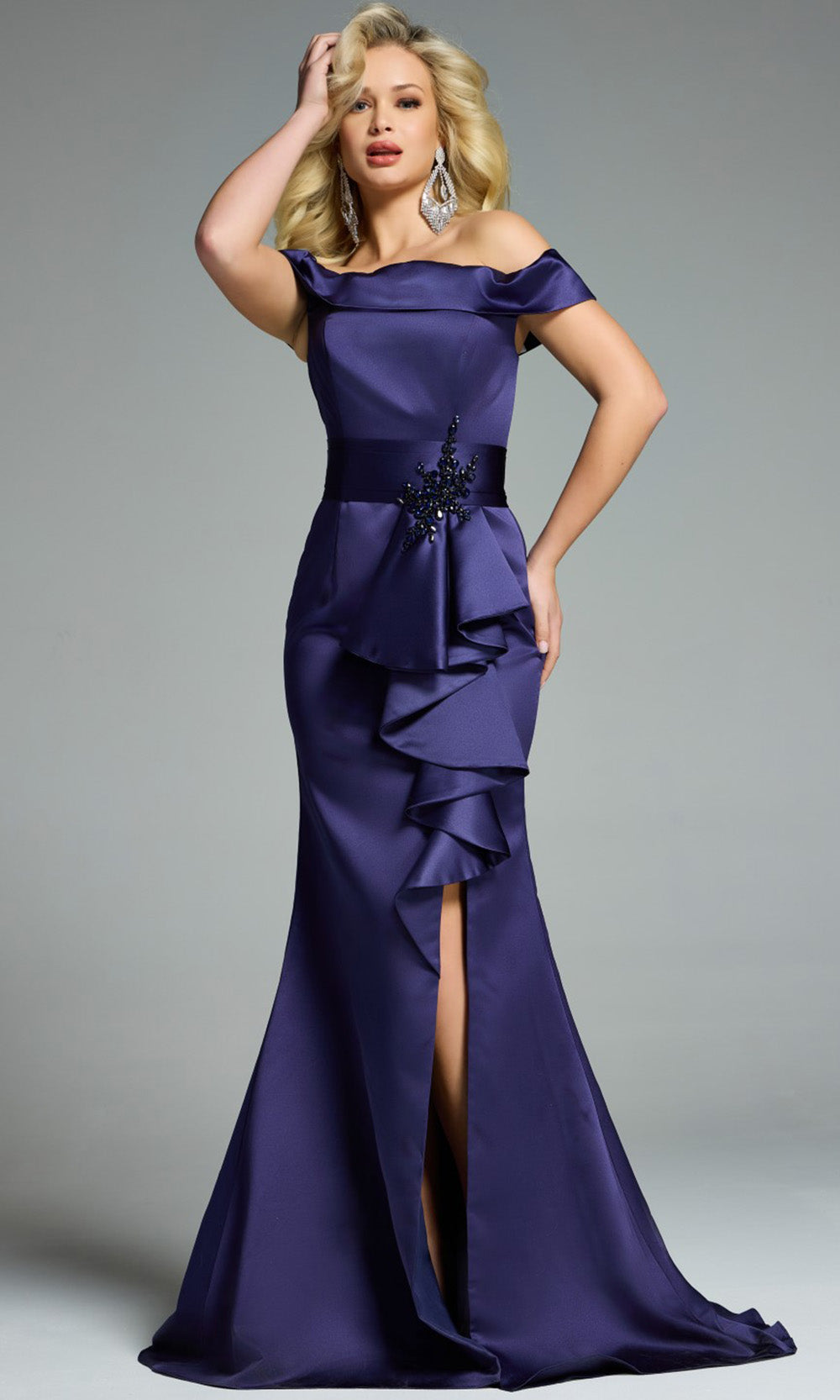 Jovani 43806 - Beaded Waist Mermaid Gown with Slit Prom Dresses