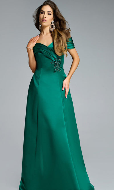 Jovani 43808 - Pleated Off Shoulder Evening Gown Formal Gowns