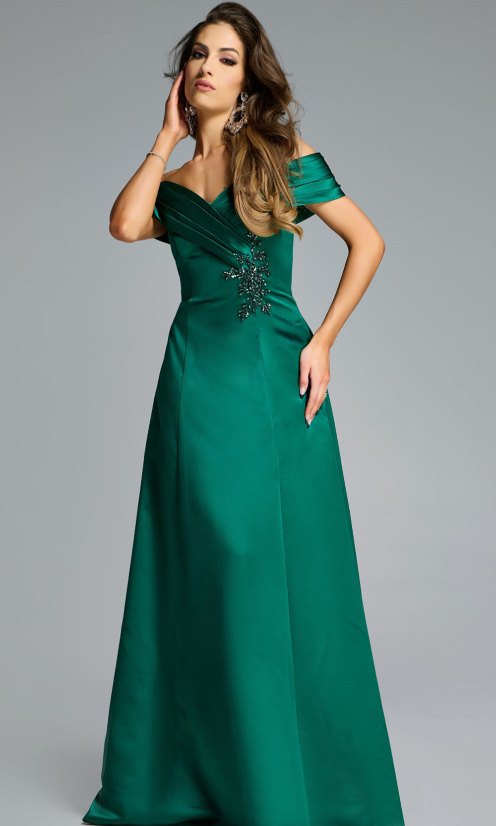 Jovani 43808 - Pleated Off Shoulder Evening Gown