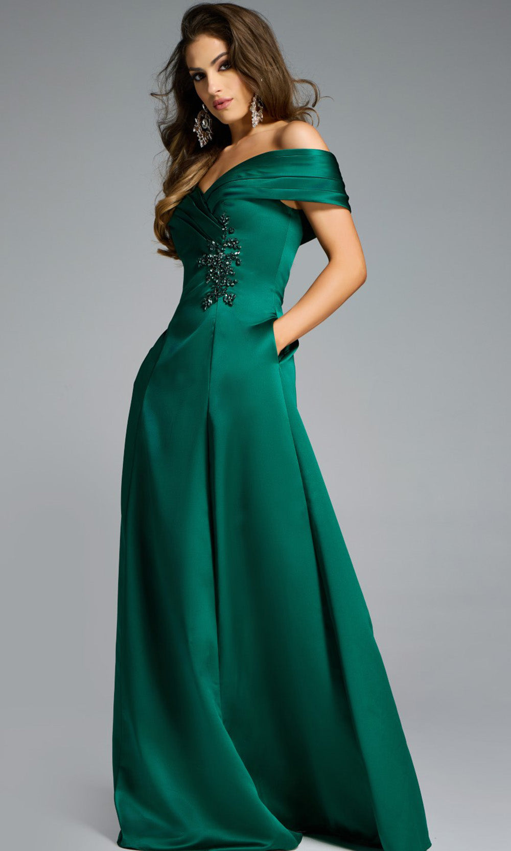 Jovani 43808 - Pleated Off Shoulder Evening Gown