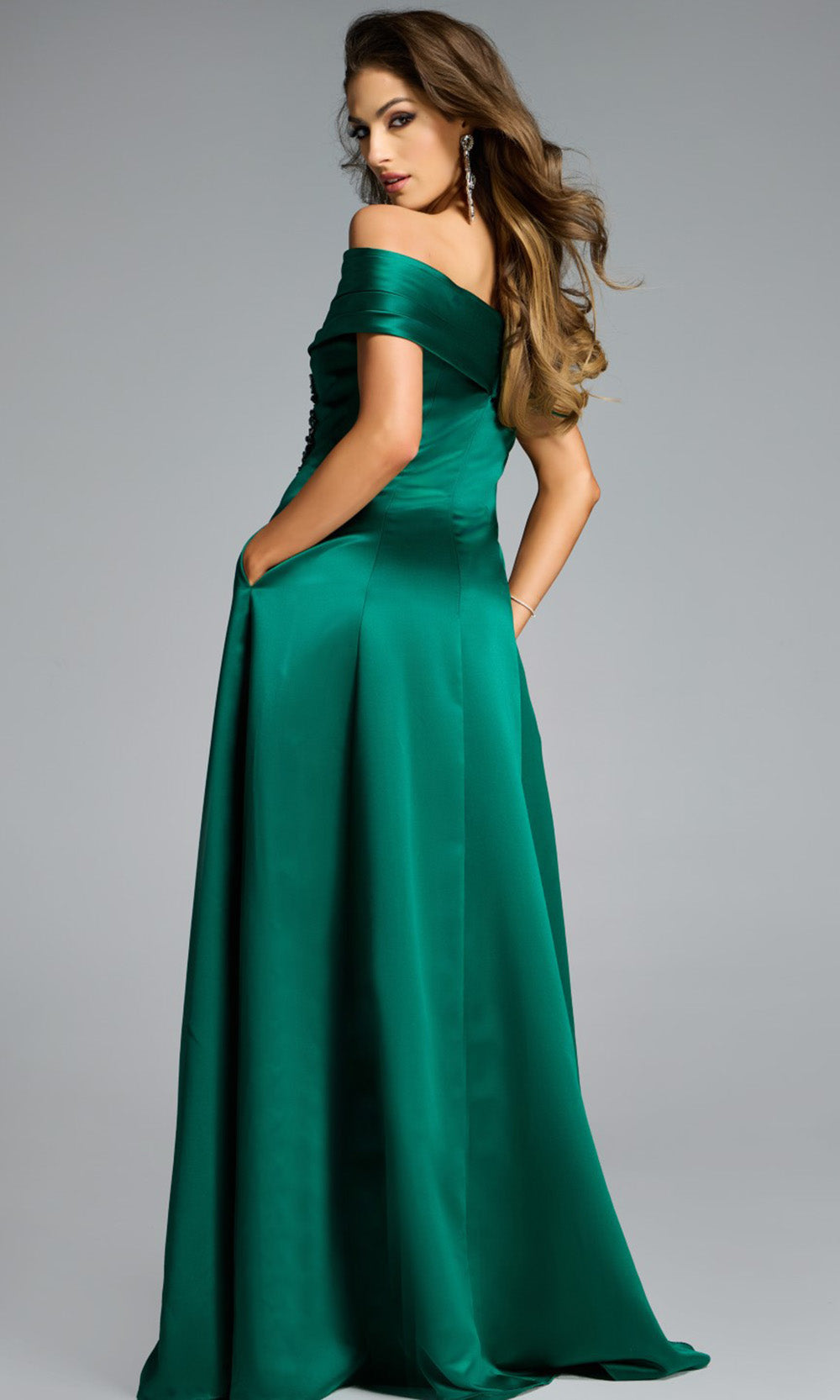 Jovani 43808 - Pleated Off Shoulder Evening Gown