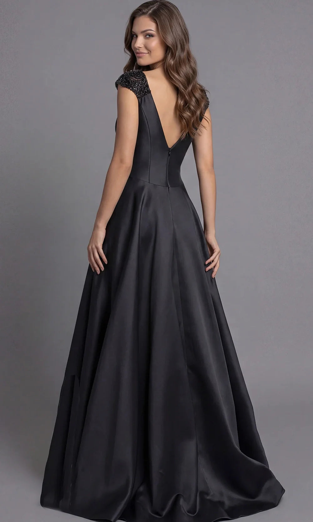 Jovani 43809 - Seamed Bodice V-Neckline Ballgown Ball Gowns  in Black  