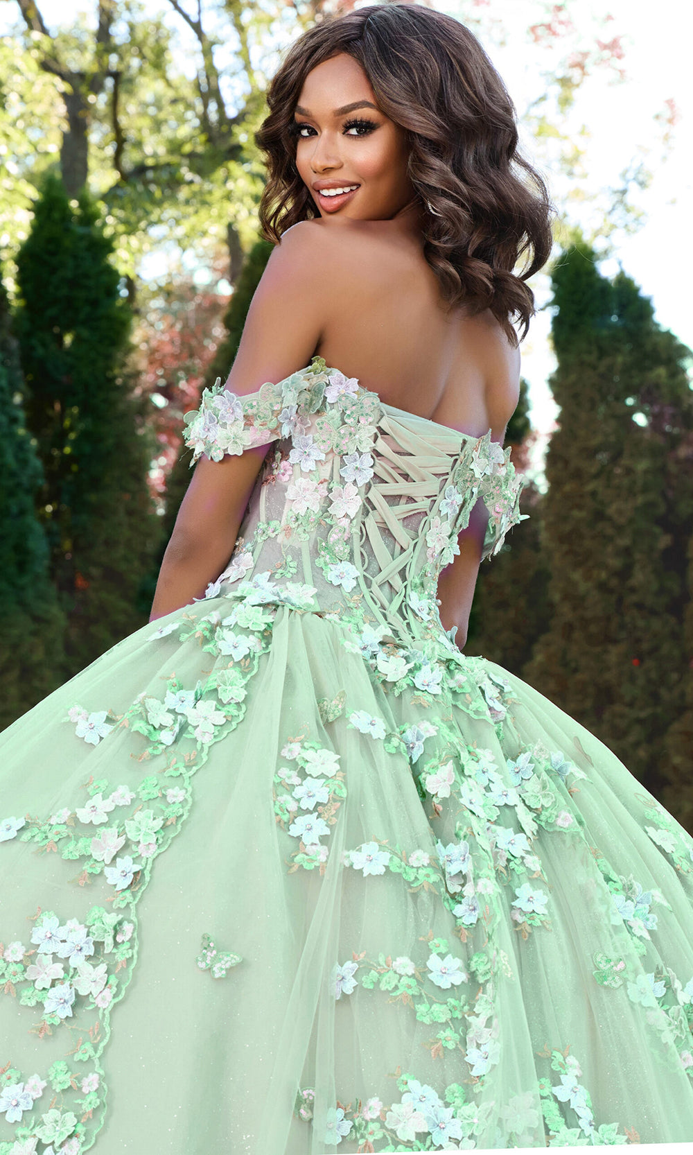 Jovani Q43811 - Off Shoulder Sweetheart Gown with 3D Florals