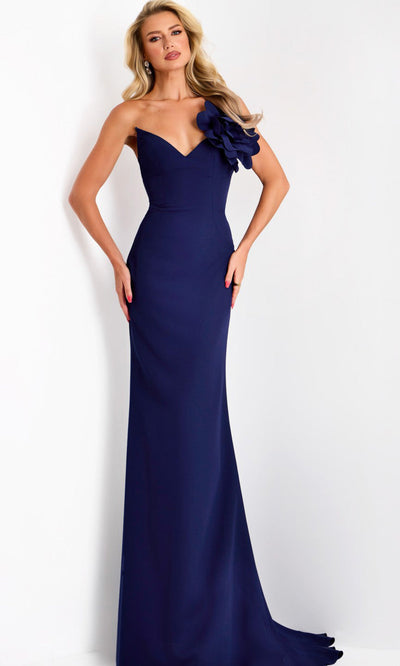 Jovani 43814 - Strapless Evening Gown with Floral Accent Prom Dresses