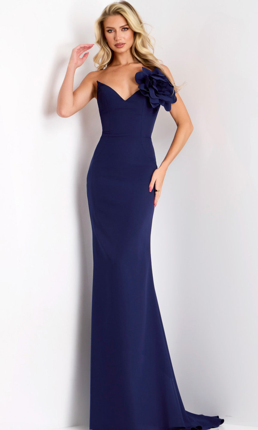 Jovani 43814 - Strapless Evening Gown with Floral Accent Prom Dresses