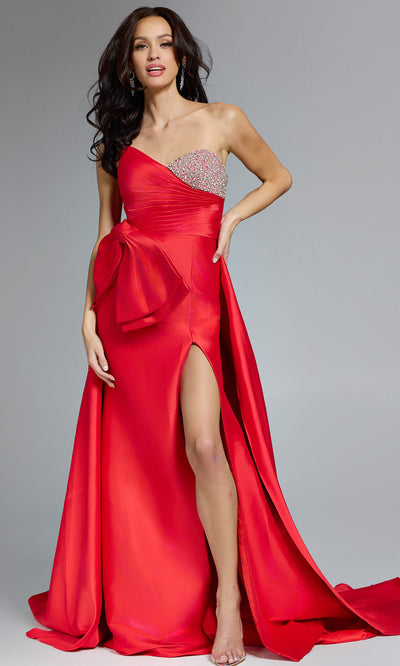 Jovani 43821 - Asymmetric Neck A-line Overskirt Gown Prom Dresses