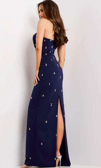 Jovani 43824 - V-Neckline Back Slit Evening Gown Prom Dresses