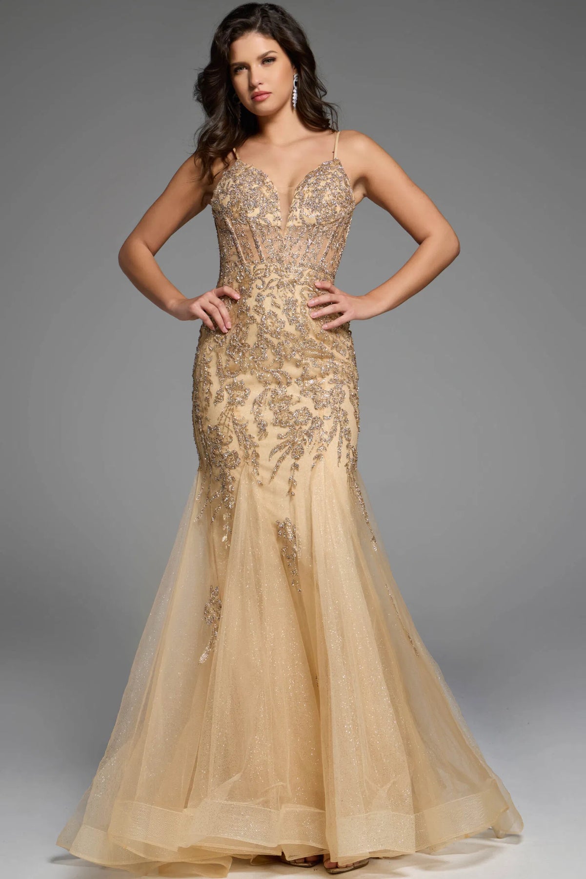 Jovani 43845 - Glitters Mermaid Prom Dress