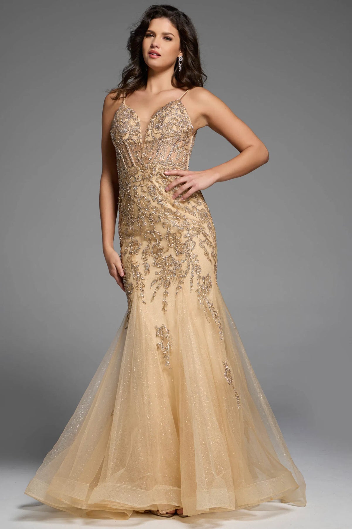 Jovani 43845 - Glitters Mermaid Prom Dress