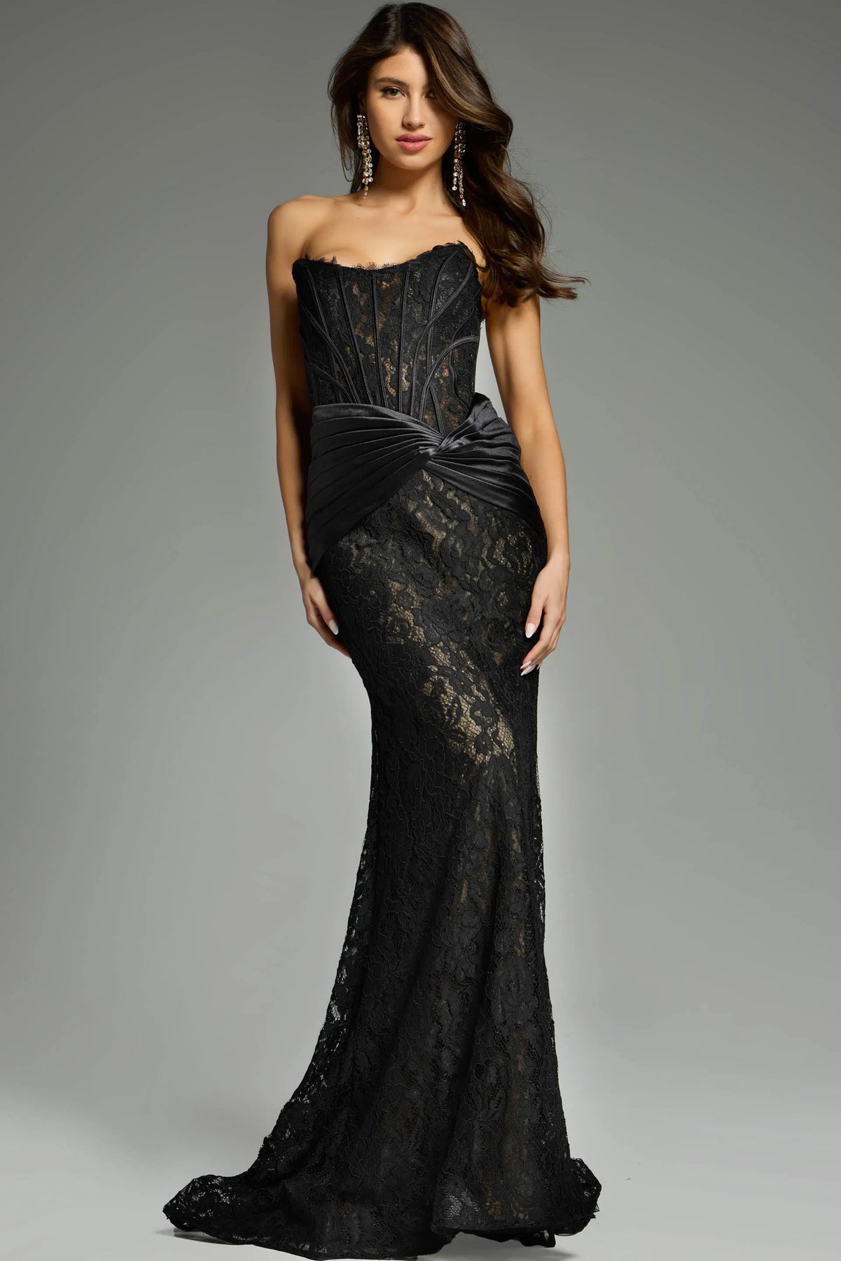 Jovani 43856 - Scoop Lace Prom Dress