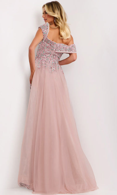 Jovani 44003 - Asymmetric Neckline Beaded Sequin Gown Prom Dresses