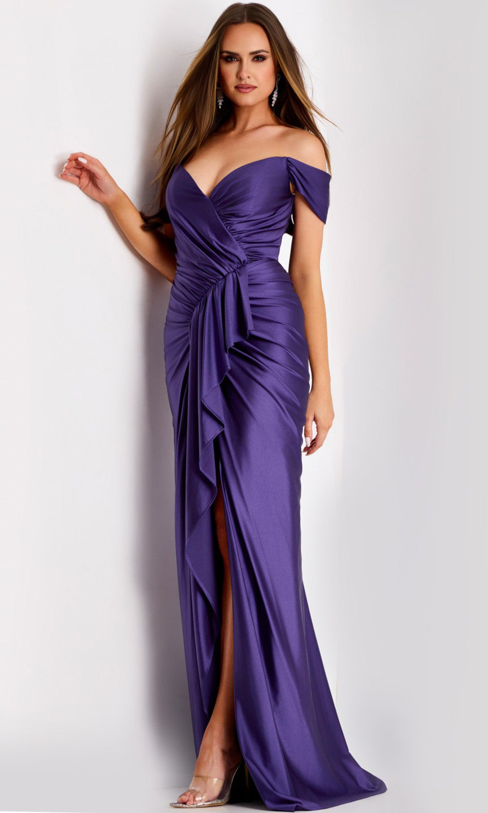 Jovani 44039 - Sweetheart Satin High Slit Gown Prom Dresses
