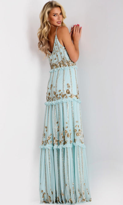 Jovani 44060 - Spaghetti Strap Sequin Embroidered Gown Formal Gowns