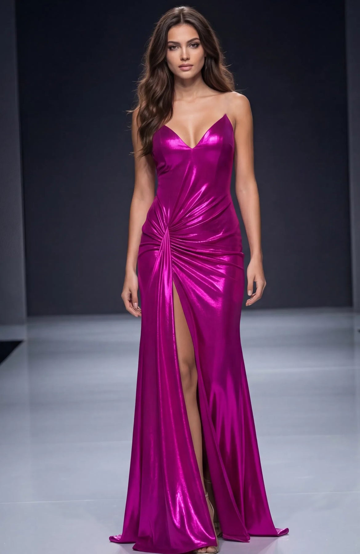 Jovani 44108 - Metallic Jersey Slit Sleeveless Gown Prom Dresses