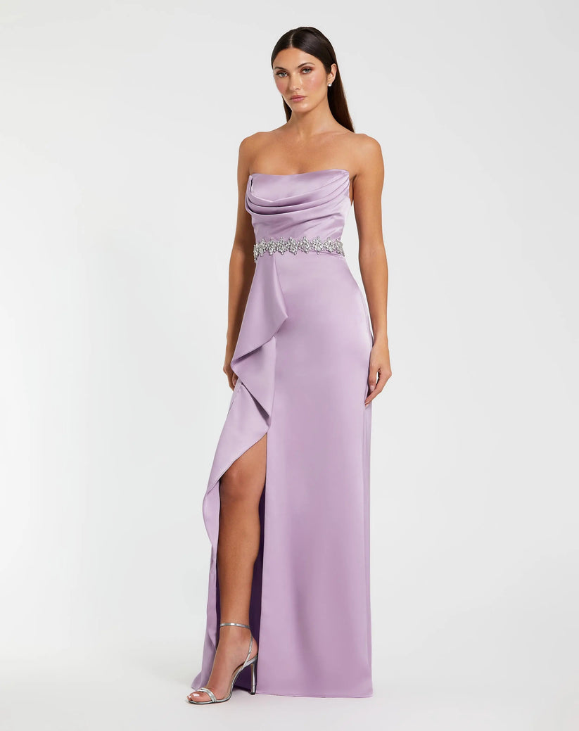 Ieena Duggal 44133 - Satin Cowl Neckline Evening Dress Prom Dresses in Purple