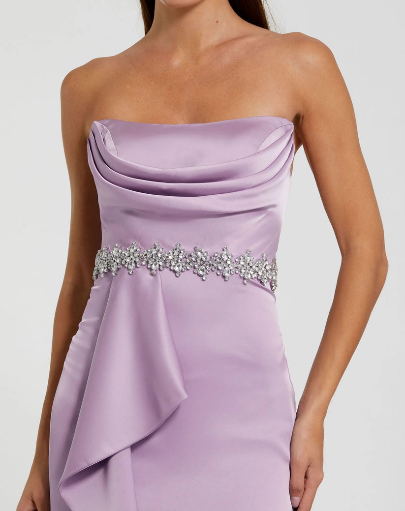 Ieena Duggal 44133 - Satin Cowl Neckline Evening Dress Prom Dresses in Purple