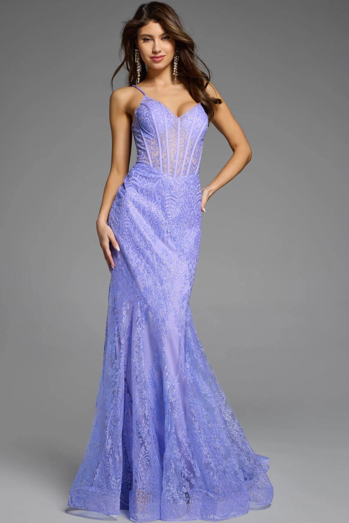 Jovani 44142 - Illusion Basque Prom Dress