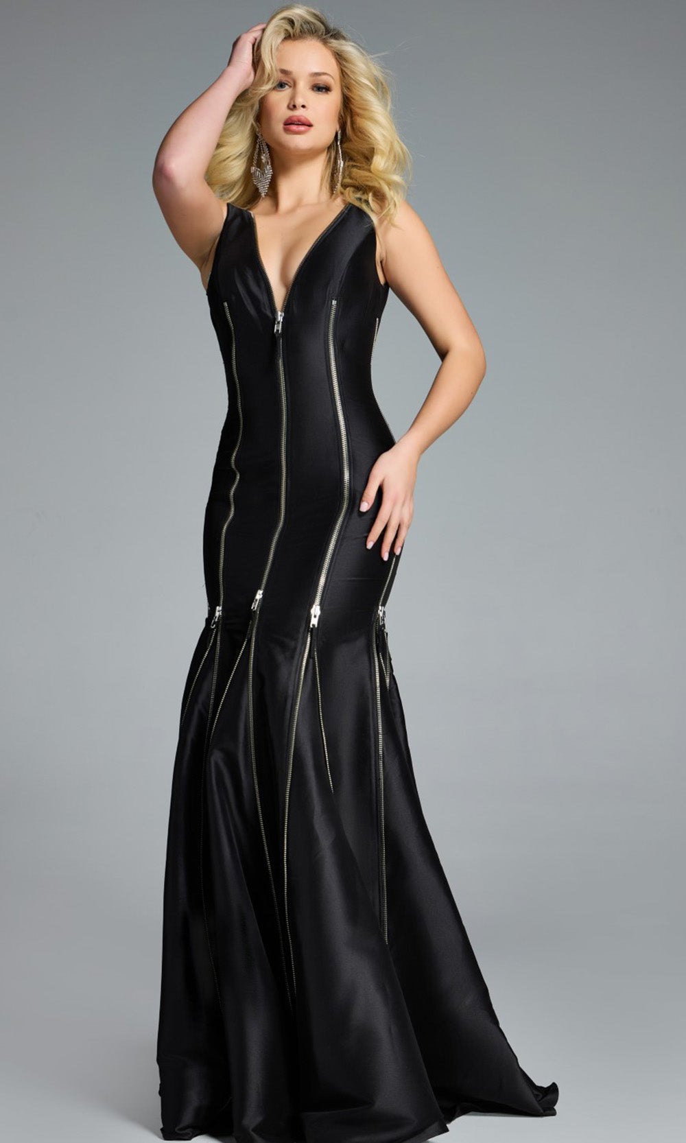 Jovani 44175 - Zipper Detail Sleeveless Mermaid Gown