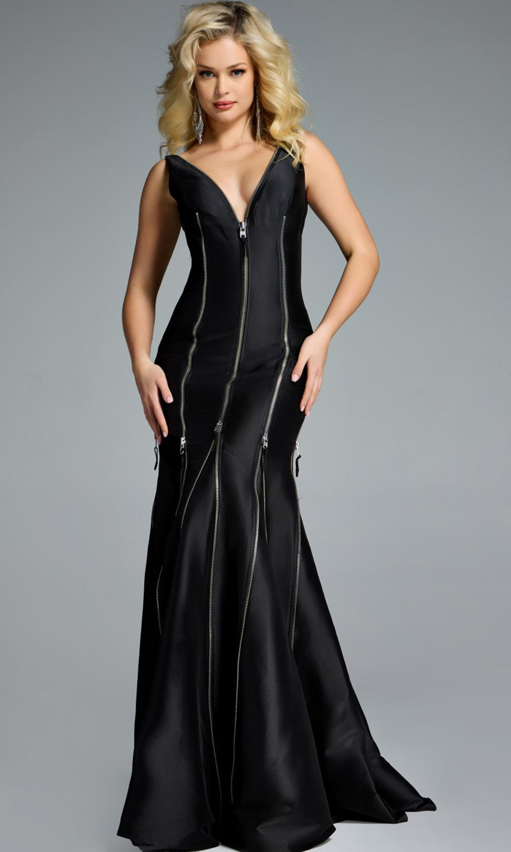 Jovani 44175 - Zipper Detail Sleeveless Mermaid Gown