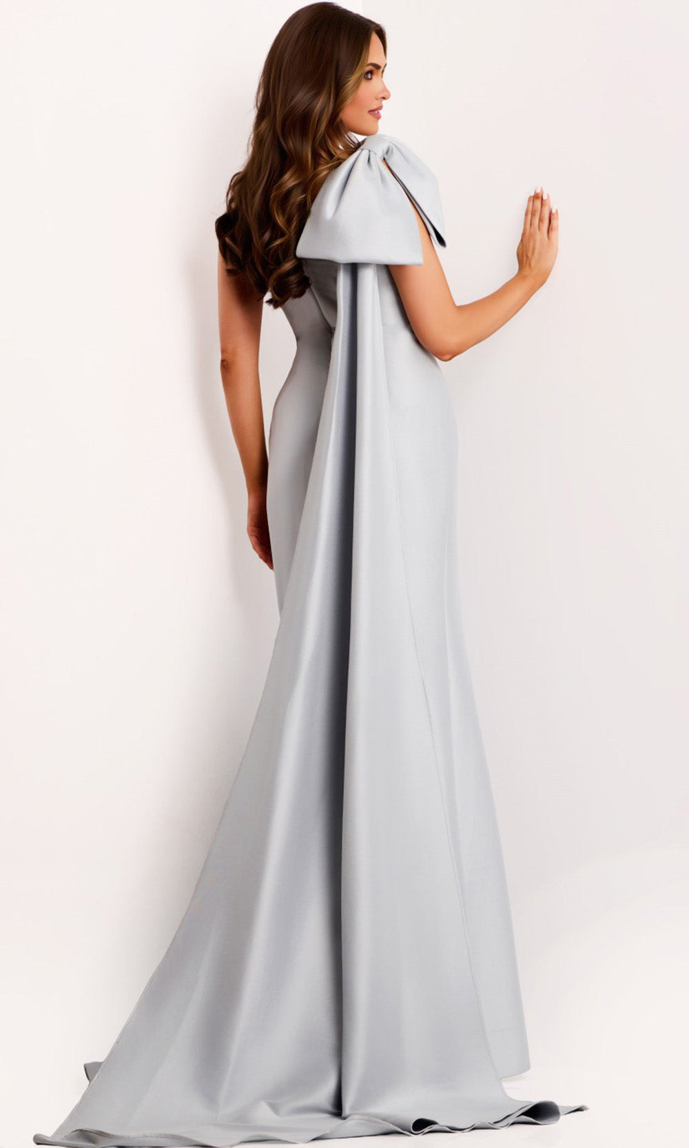 Jovani 44176 - Oversized Bow Asymmetric Evening Gown