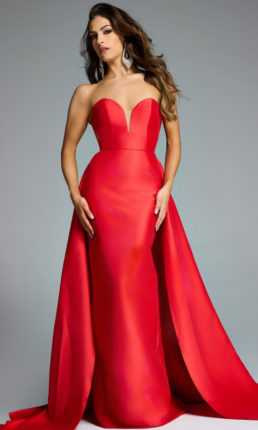 Jovani 44180 - Plunging Sweetheart Overskirt Gown