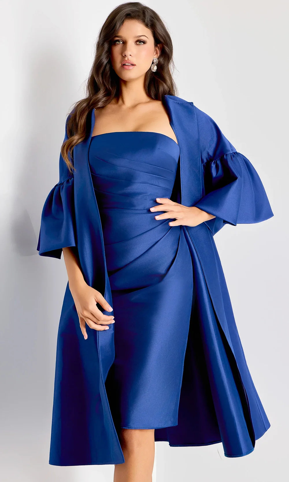 Jovani 44193 - Pleated Strapless Sheath Dress Cocktail Dresses  in Indigo  