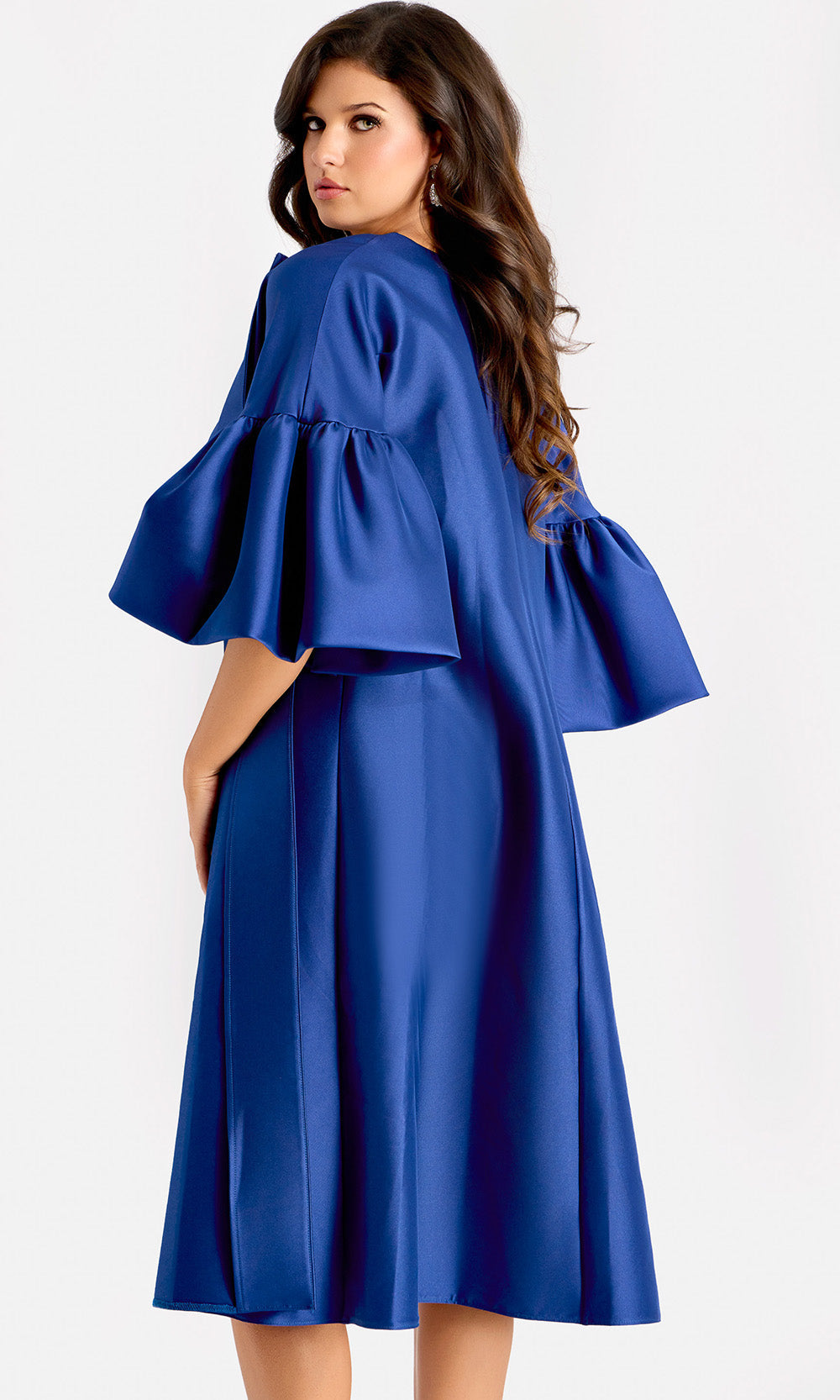 Jovani 44193 - Cape Bell Sleeve Knee-Length Dress Special Occasion Dress In Indigo