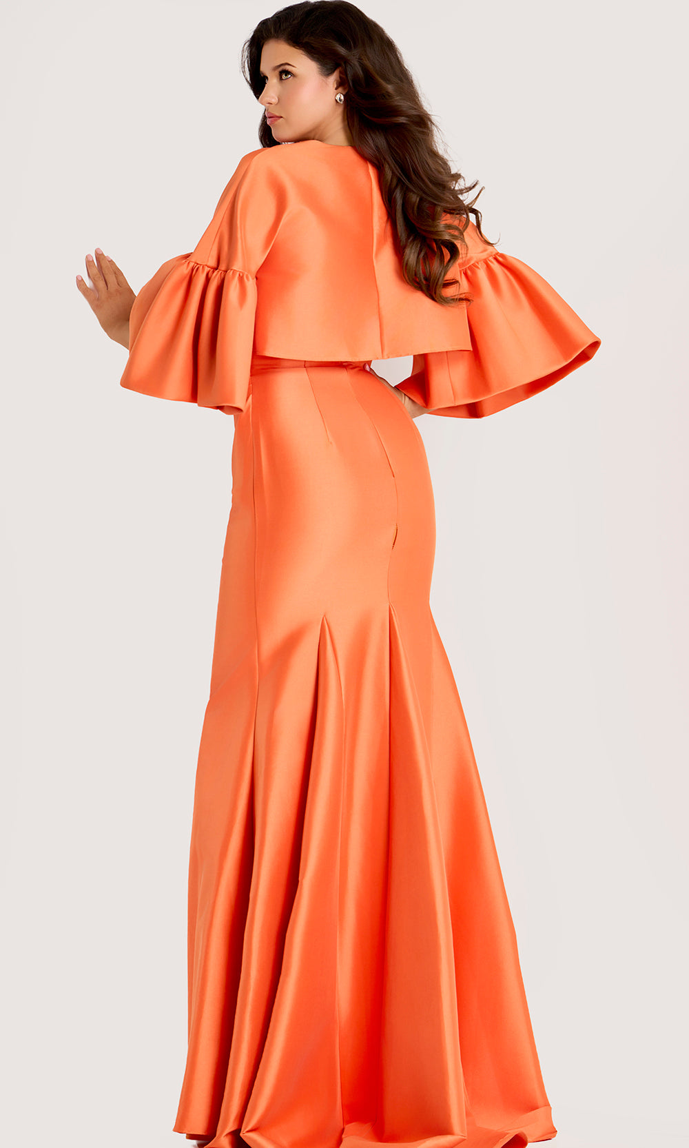 Jovani 44196 - Draped Waist Gown with Bell Sleeve Jacket