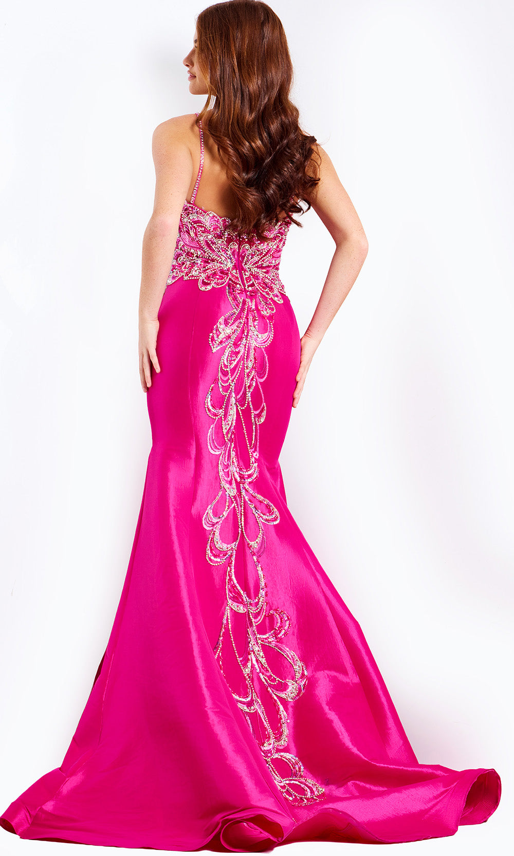 Jovani 44239 - Beaded Bodice Satin Fit and Flare Gown Prom Dresses