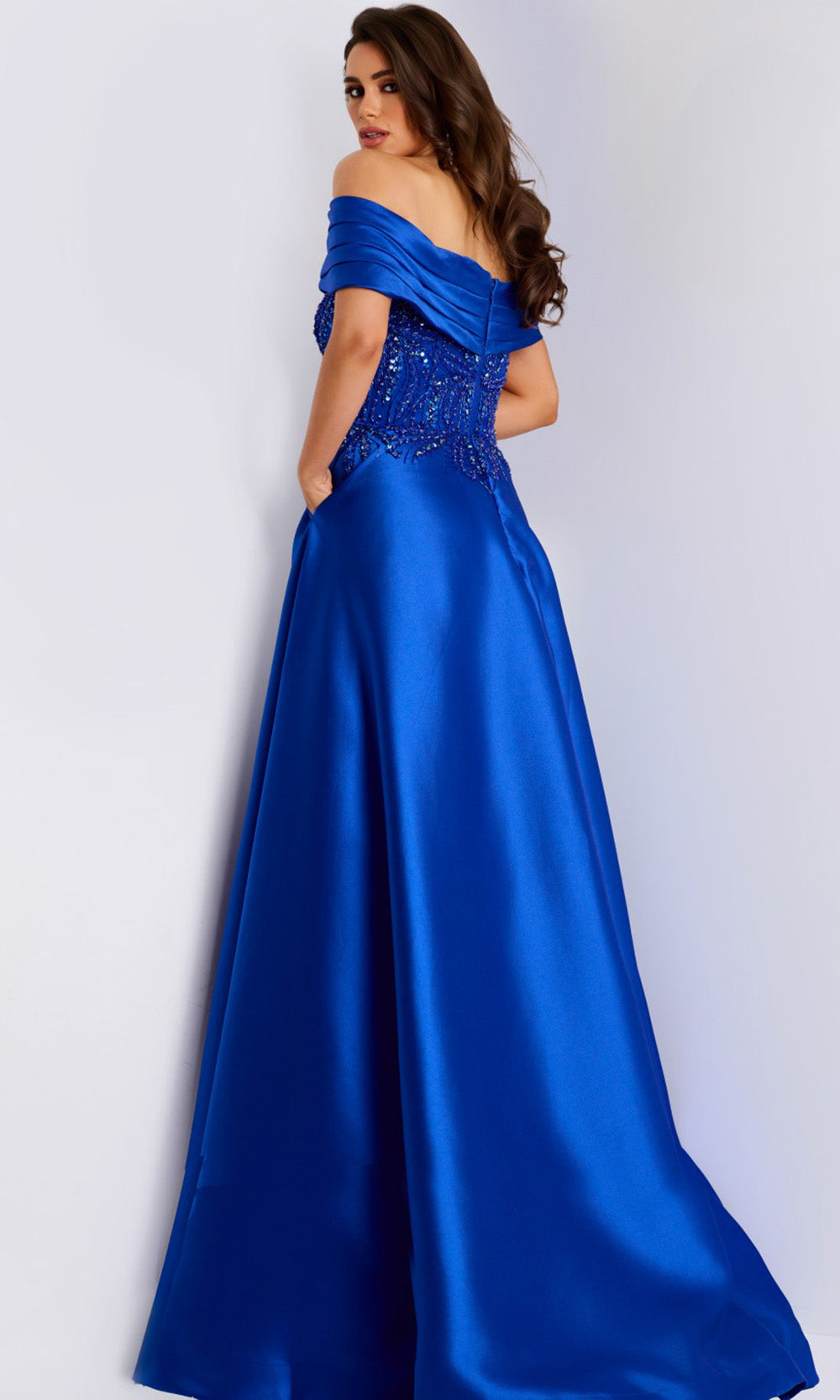 Jovani 44308 - Draped Neckline Beaded Evening Gown