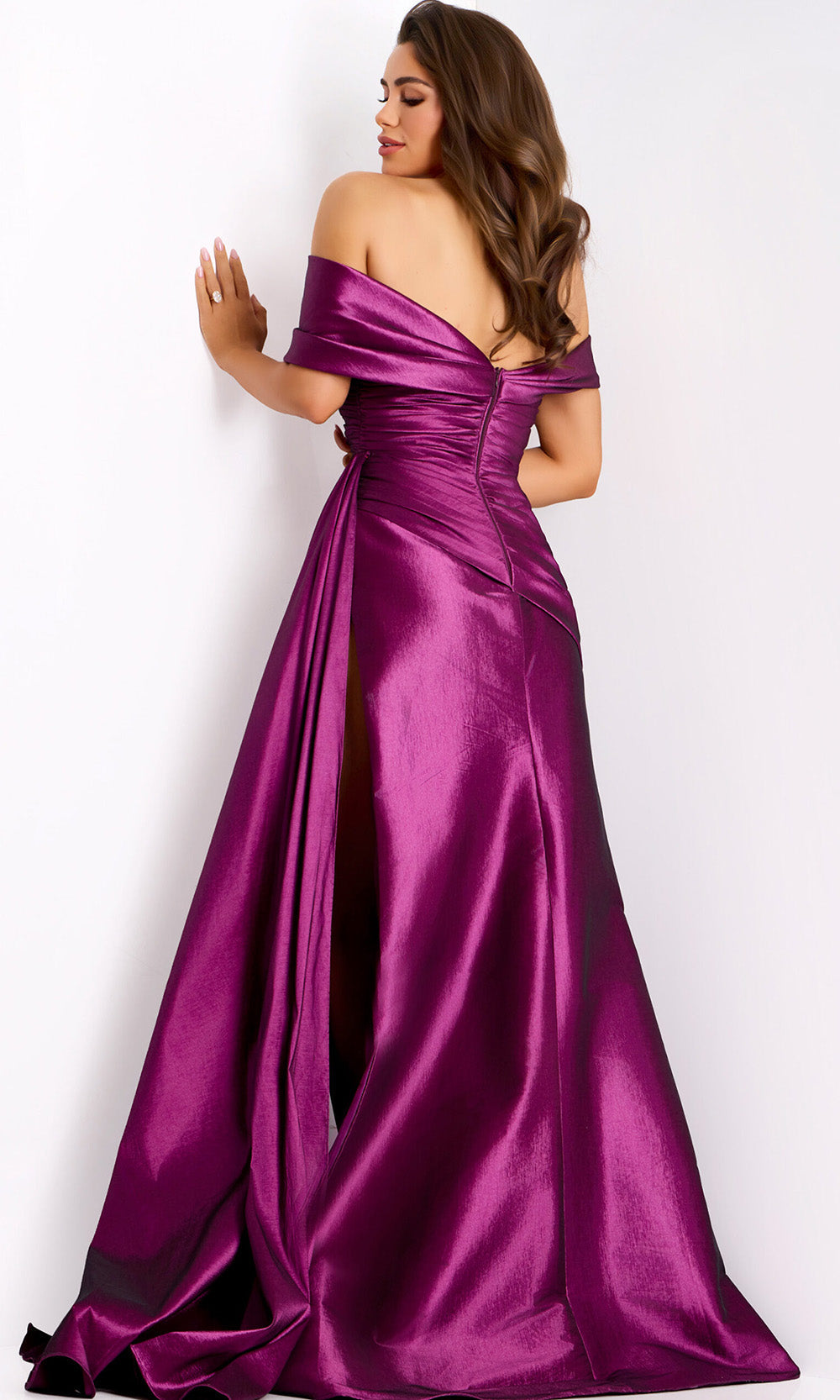 Jovani 44322 - Shimmer Satin Sheath Evening Gown