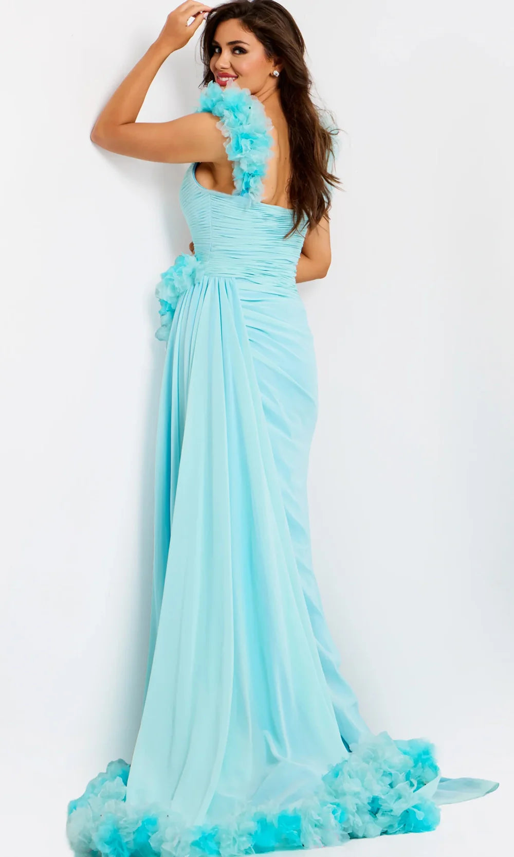 Jovani 44327 - Deep Sweetheart Floral Accent Sheath Gown Mother of the Bride Dresses  in Periwinkle  